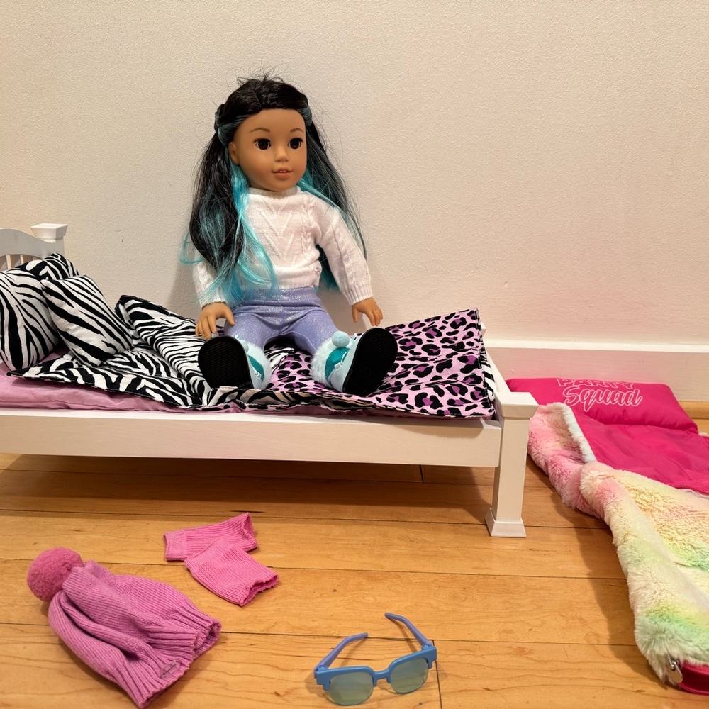 Stylish American Girl Corinne Doll with Bed and Accessories